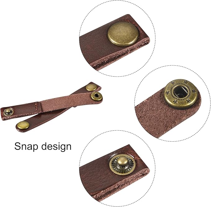 MECCANIXITY Pack of 10 Leather Cable Straps Cord Organizer 90x12mm Portable Cable Leather Clips Brown Earphone Cord Management for Cable, Wire