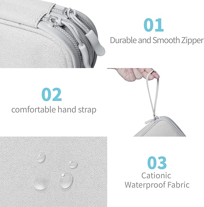 Lcsmaokin Electronics Organizer Travel Case,Electronic Accessories Storage Bag,Portable Waterproof Cable Organizer Bag,Travel Cord Organizer Bag for Small Charging Cord Storage,Cables,SD Card-Grey