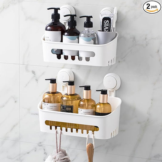 Shower Caddy Suction Cup Shower Shelves Basket Pack of 2 One Second Installation