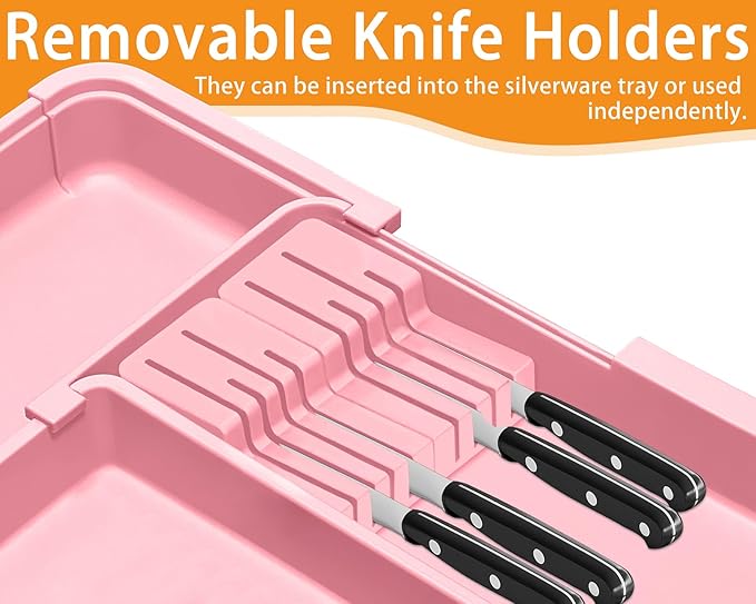 Utensil Drawer Organizer for Kitchen, Pink