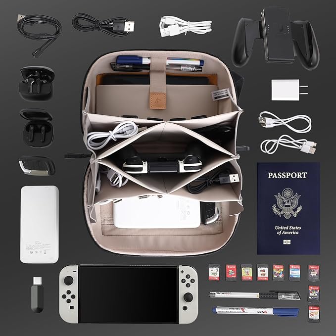 simtoper Electronic Organizer Travel Case Bag for Cables, Switch, SD card, Passport and More – Ultimate Protection & Portability Waterproof (Grey)