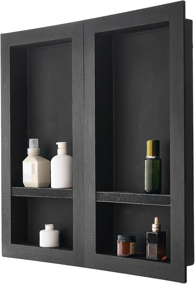 Shower Niche, 16 x 32 inch + 16 x 32 inch Recessed Wall Niche with Movable Shelf