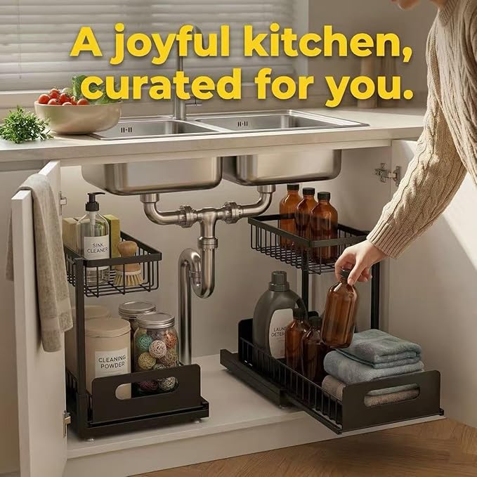 Sturdy Metal Under Sink Organizer 2 Tier