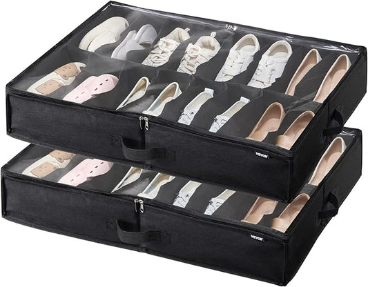 Under Bed Shoe Storage Organizer, Set of 2, Total 32 Compartments