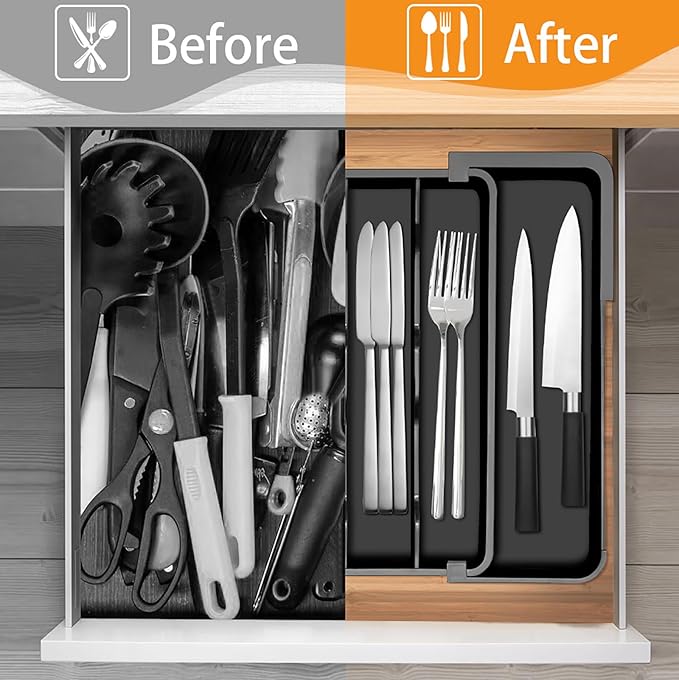 Silverware Organizer, Expandable Kitchen Drawer Organizer Utensil Holder