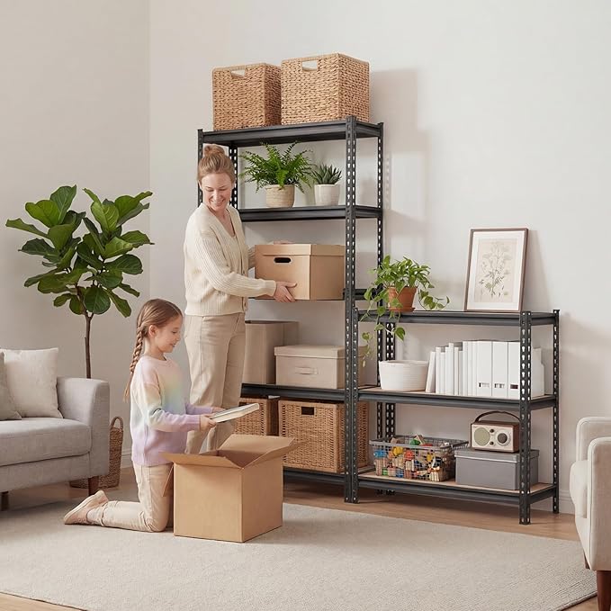 Storage Shelves, 5-Tier Adjustable, 36.34" W x 12.17" D x 71.38" H