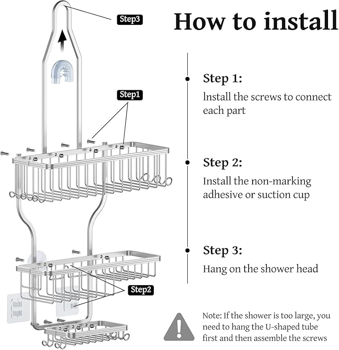 Never-Rust Aluminum Hanging Shower Caddy, Silver