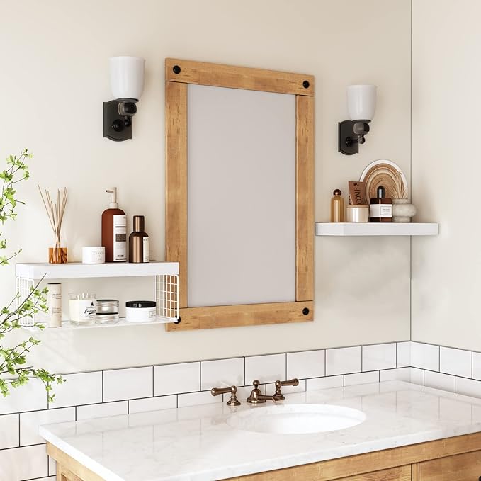 White Bathroom Shelves Over Toilet