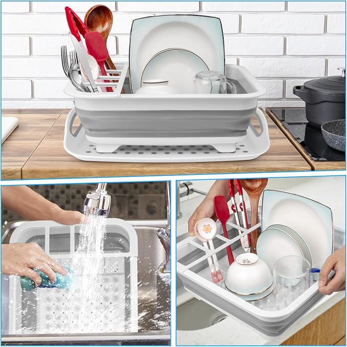 Collapsible Dish Drying Rack Portable Dish Drainers for Kitchen Counter