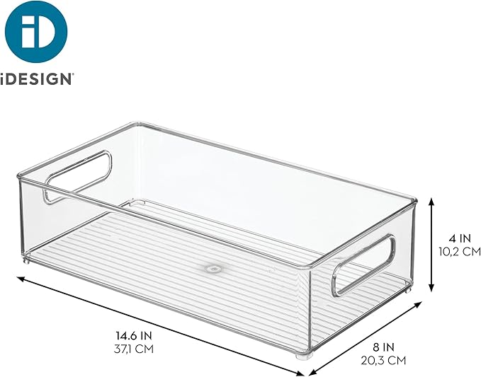 Stackable Fridge Bin, Storage Bin for Freezer or Pantry, Set of 2, Clear