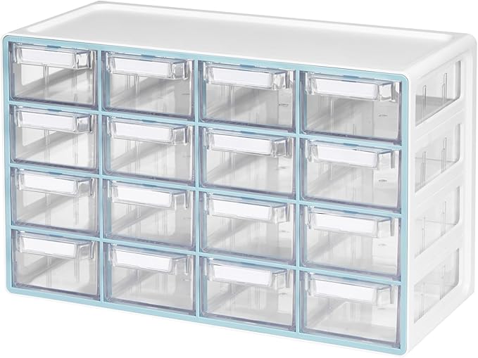Blue Ginkgo Medium 16-Drawer Cabinet, Made in Korea, Blue