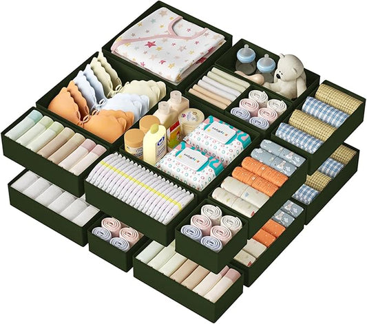 Drawer Organizer Clothes 15 Pack, Green