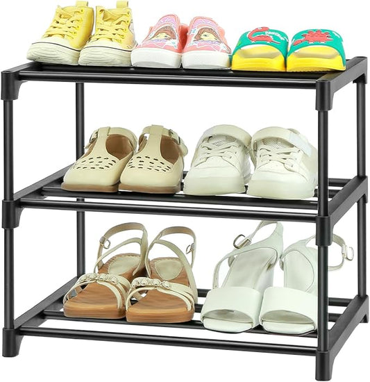3-Tier Small Shoe Racks, Narrow Shoe Rack for 5-6 Pairs Shoe Storage