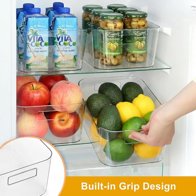 8 Pack Clear Pantry Organizer Bins for Kitchen
