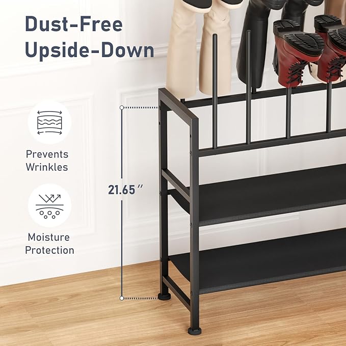 DIMJ Boot Rack 4-Tier - Black Metal Boot Storage Rack for Tall Boots Organizer Tall Boots, Multiuse Shoe Rack for Boots, Sneakers, High-Heel, Entryway, Fits 8 Pairs