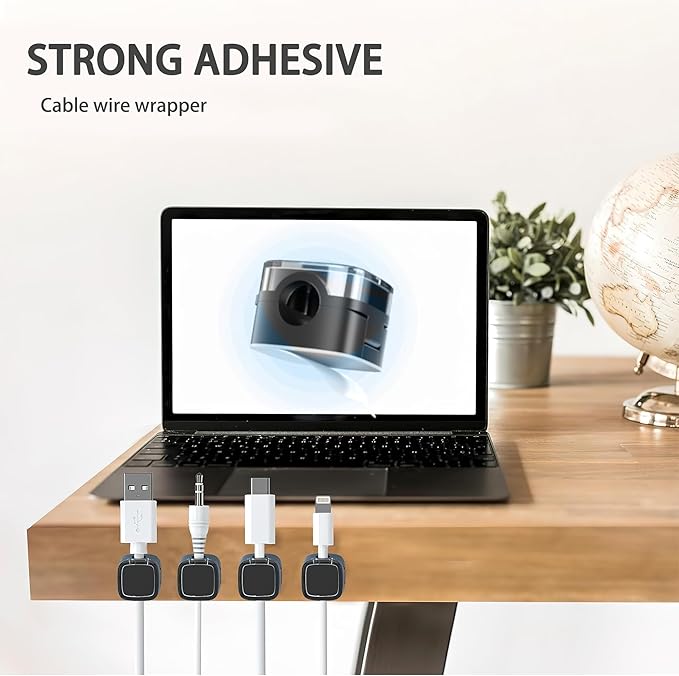 6 Pack Magnetic Cord Organizer & Cable Clips - Adjustable Under Desk Cable Management, Adhesive Wire Holder for Home, Office, Phone, Car, Wall, and Nightstand (Color Mixed)