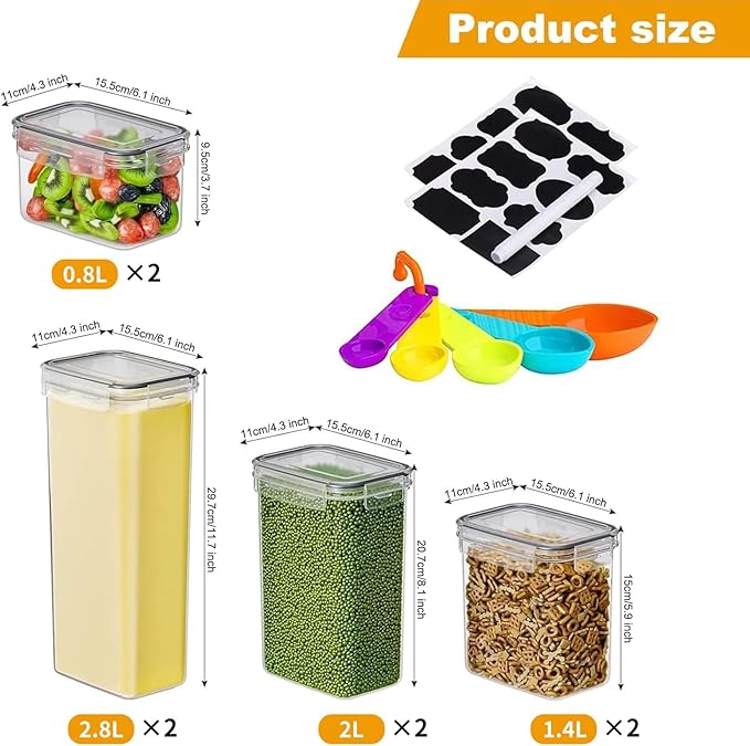8 Pack Airtight Food Storage Containers with Lids