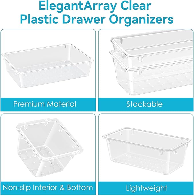 24 PCS Drawer Organizer Set, 4 Sizes Tool Storage Trays