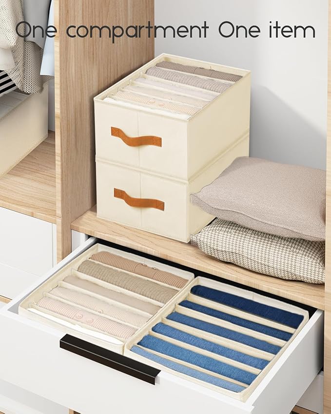 Closet Organizers and Storage, Fabric Clothes Organizer with Handles, Beige