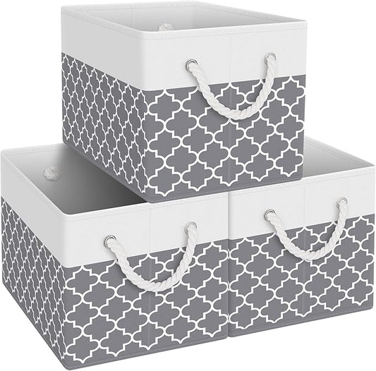 Fab totes Storage Bins 3-Pack, Clover Grey
