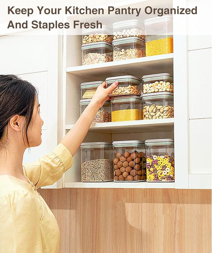 Melovom 12 Pcs Pop Food Storage Containers Airtight Food Storage Containers Set with Lids Kitchen Pantry Organization and Storage, 3.4Qt, 2.8Qt, 2.1Qt, 1.2Qt