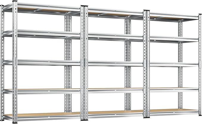Garage Shelving, 5 Tier Storage Shelves Load 2400LBS, 3 Pack