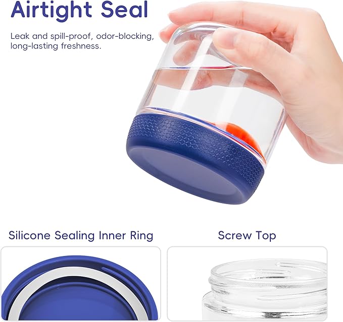 Gemice 6-Pack 10 oz Overnight Oats Containers with Lids and Silicone Sleeves