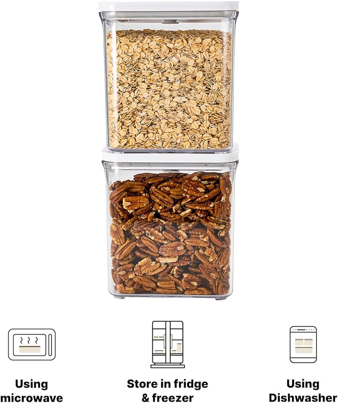 VAKUEN Premium Airtight Food Storage Containers, Rectangular 2PC-SET(2.11qt), Smart One-Click Seal Lid, 100% Leak Proof, Keep Food Fresh Longer, BPA-FREE, Dishwasher/Freezer & Microwave Safe