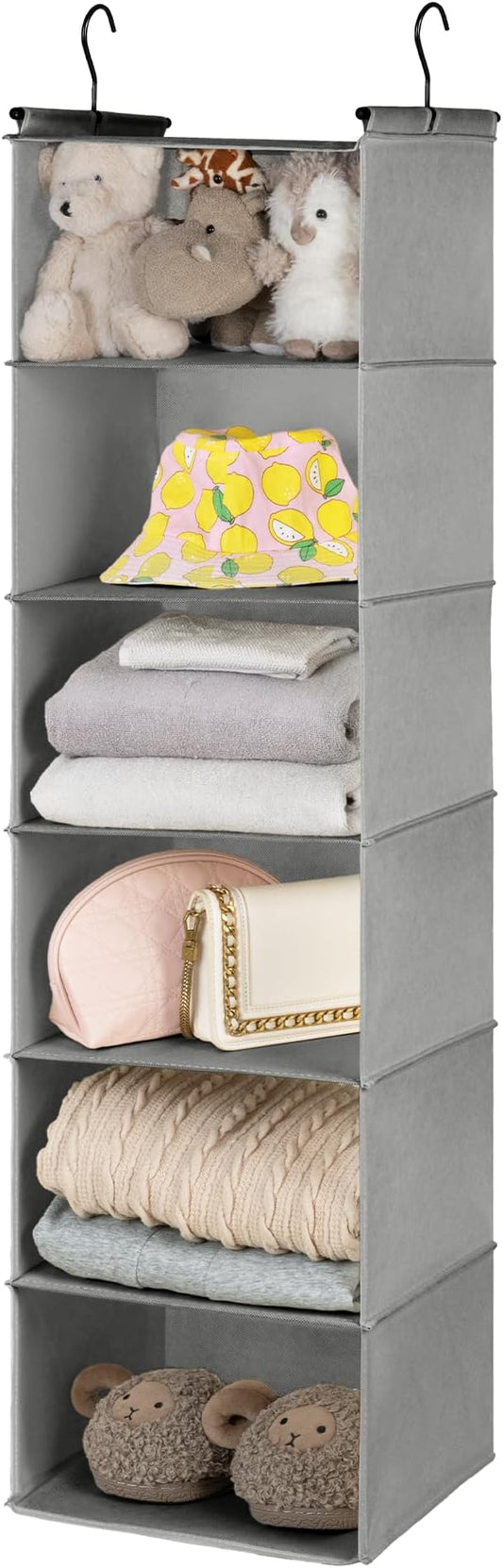 SAYS 6 Shelf Hanging Closet Organizers and Storage, Ash Gray