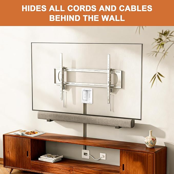 In Wall Cable Management Kit with Recessed Tv Outlet Box-Two-Hole Socket