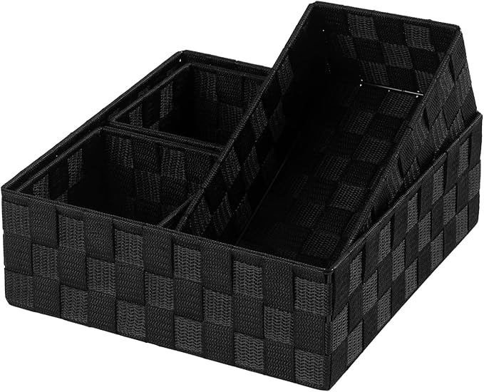 Small Black Baskets Cube Bin Container Tote