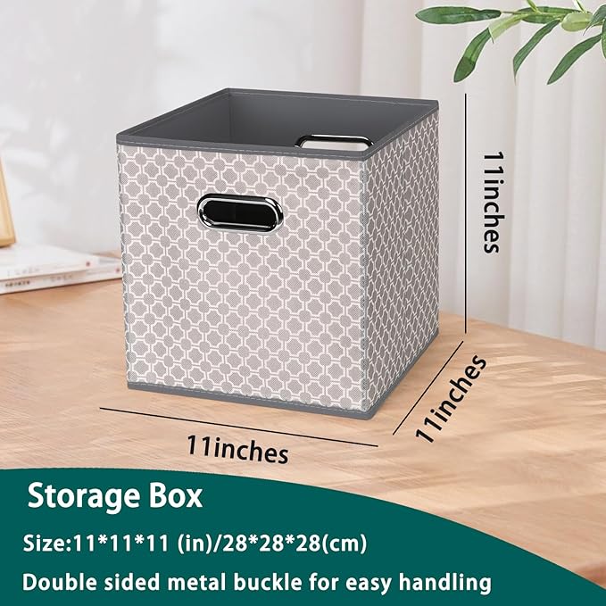 Fabric storage bins Cubes, Fabric Cube Organizer with Handle, Light Grey