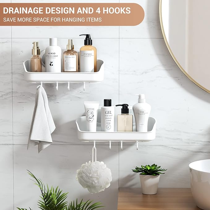 Shower Caddy Suction Cup NO-Drilling Removable Bathroom Shower Shelf Powerful