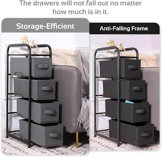 Houser 4 Drawer Narrow Dresser Fabric Storage Tower Vertical Slim Storage Chest