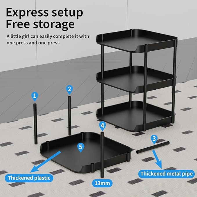 8 Tier Vertical Narrow Shoe Rack, Stackable Tall Skinny Shoerack, Compact Single Shoes Storage Tower for Slim Space, Corner Plastic Shelves, for Hallways, Entryway, Bedrooms Organizer, Black