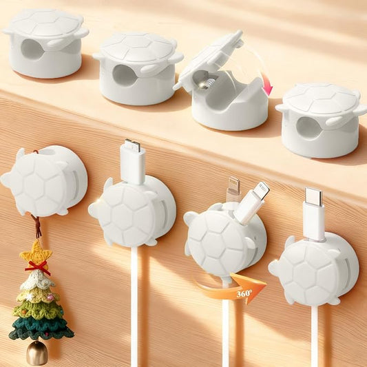 Lancord 8 Pack Rotatable Cable Clips, Cord Organizer Spring Clip Cord Holder for Nightstand Cable Holders for Cords Charging Cable Organizers Cable Management for Desk Office Car Wall (White)