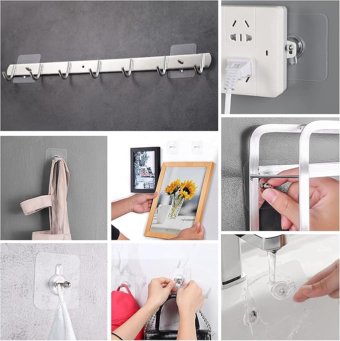 Shower Caddy Adhesive Replacement 20 pcs, Adhesive Screws, No Drill Adhesive Mounting Stickers for Bathroom Organizer, Wall Shelf & Rack | Strong Waterproof Transparent Glue Pads – Pack of 20