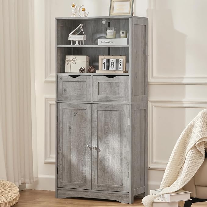 Storage Cabinet with 2 Drawers & Adjustable Shelf