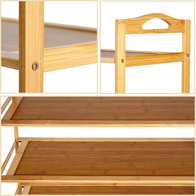 5 Tier Bamboo Shoe Rack, Free Standing Shoe Racks, Shoes Rack Organizer, Bamboo Wood Shoe Rack for Entryway and Closet Hallway (27.5" x 9.25" x 34.3")