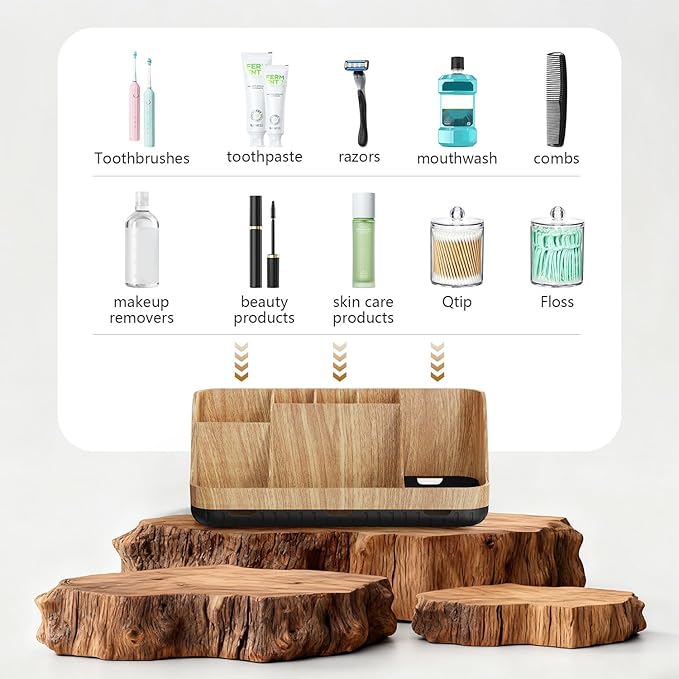 Bathroom Toothbrush Holder Set with 2 Pack Qtip Holder Dispenser