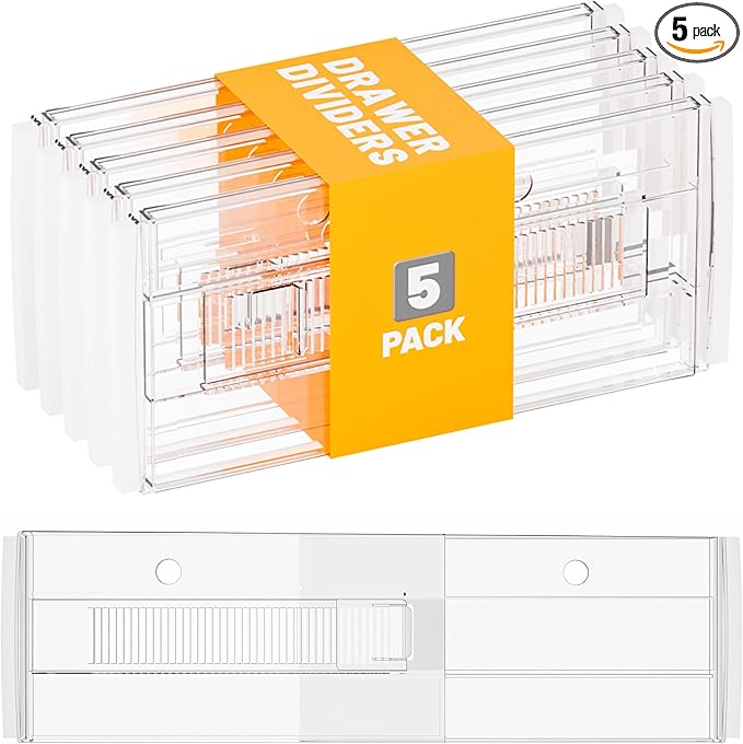 5 Pack 6 Inch Tall Acrylic Drawer Divider for Clothes-Expandable from