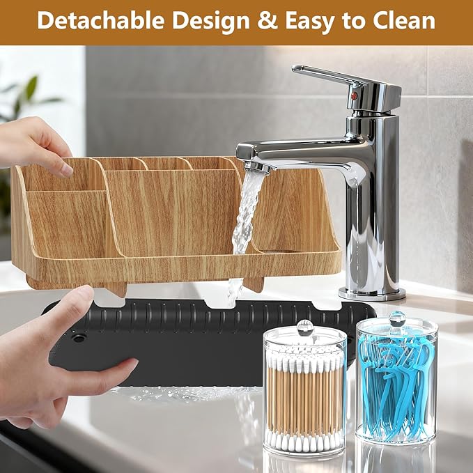Bathroom Toothbrush Holder Set with 2 Pack Qtip Holder Dispenser