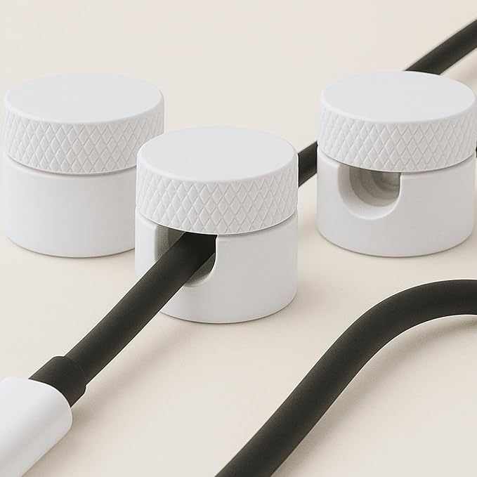 3PCS Premium Cord Holder for Nightstand, Computer Cord Organizer for Desk, Appliance Cord Organizers, Stick-On Cable Clip for Charger, Laptop, USB, Headphones, Wire Management Set, White