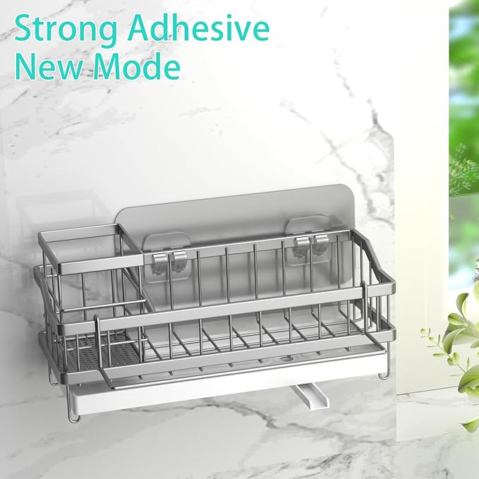 Sponge Holder for Kitchen Sink, Countertop Rustproof Stainless Steel, Silver