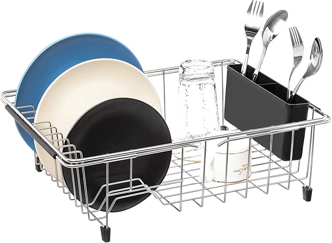 Expandable Multifunctional Dish Drying Rack, Rustproof Stainless Organizer