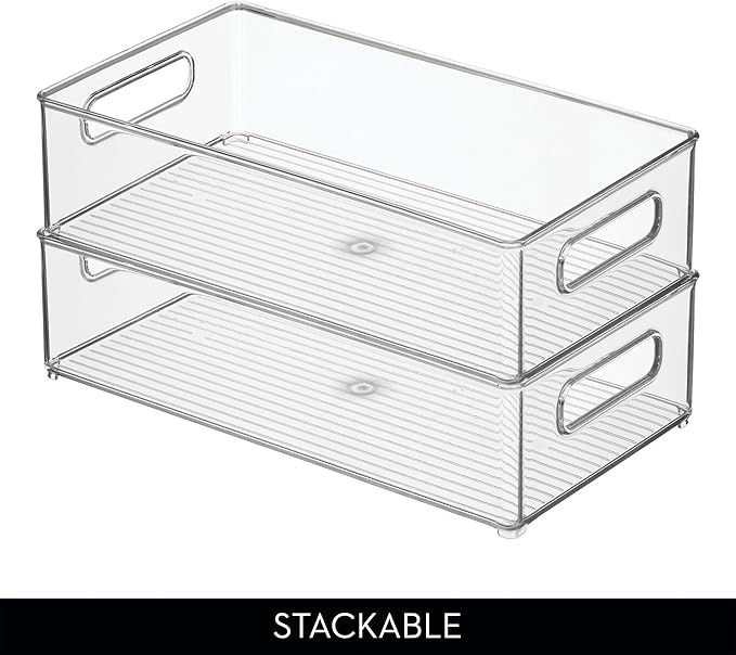 iDesign Fridge Storage Bin Set with a Soda Can Dispenser- Set of 4 - Clear - Made in USA