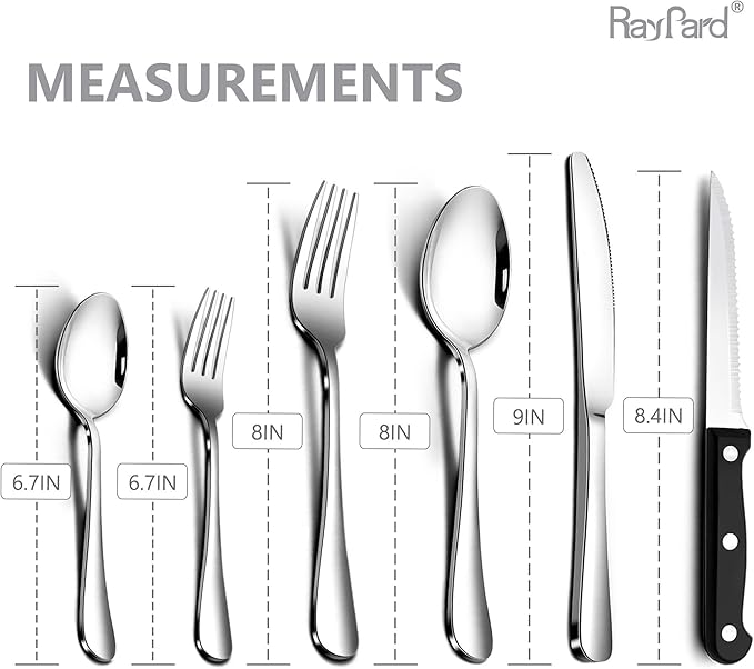 24-Piece Silverware Set, Flatware Set Mirror Polished, Dishwasher Safe Service for 4, Include Fork/Spoon with 5-Compartment Non Slip Silverware Drawer Organizer Box Tray
