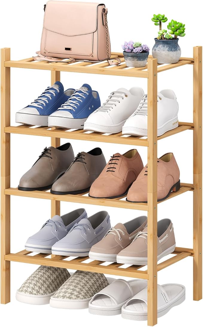 Small Shoe Rack, 4-Tier Rack for Entryway