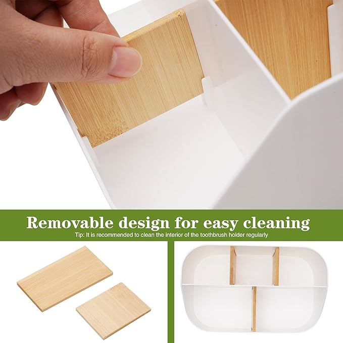 Set of 2 Toothbrush Holder for Bathrooms, White Bathroom Organizer Countertop