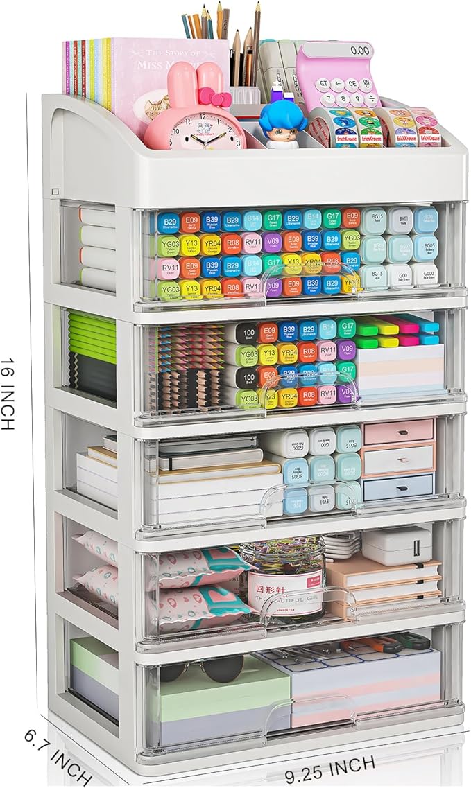 Desk Organizer with Drawers, 5 Drawers Storage Organizer